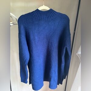 Zara Blue Cowl Neck Sweater with Ribbed Texture